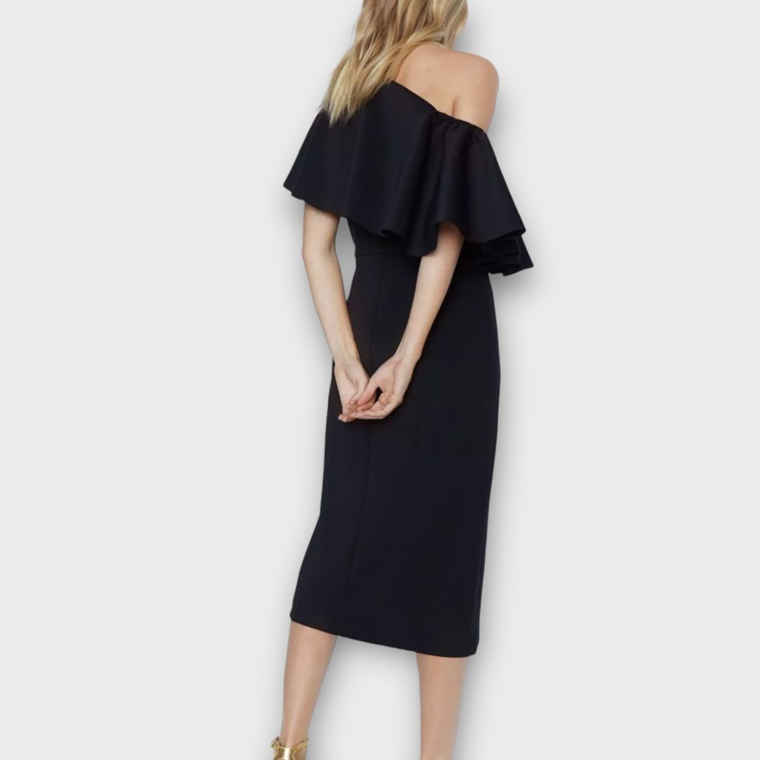 Warehouse Scuba Ruffle One Shoulder Dress - 14