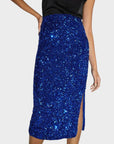 Warehouse Velvet Sequin Midi Skirt - 10 (M)
