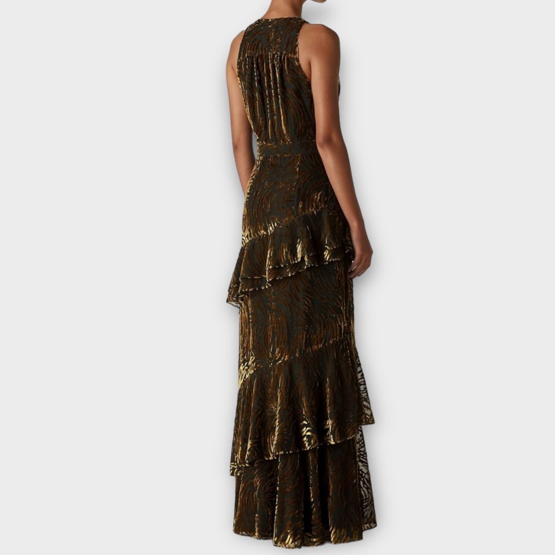 Whistles Edith Reed Print Velvet Maxi Dress - 10