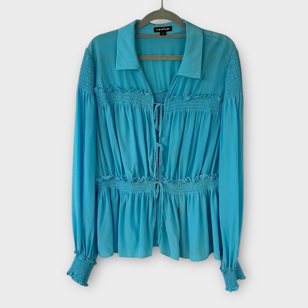 Whistles Eleanor Tie-Front Silk Shirt - 16