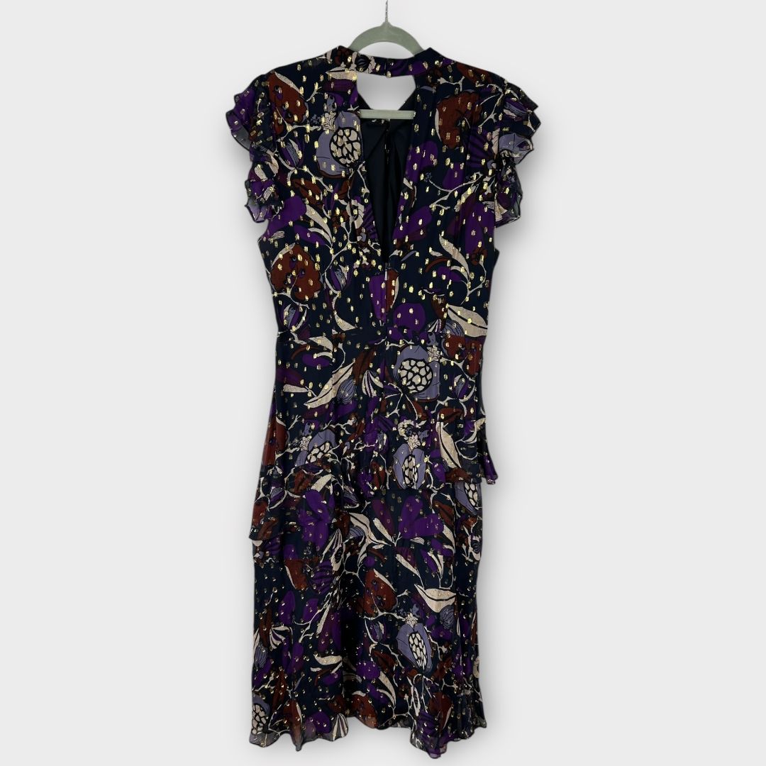 Whistles Montrose Silk Blend Dobby Midi Dress - 14/16