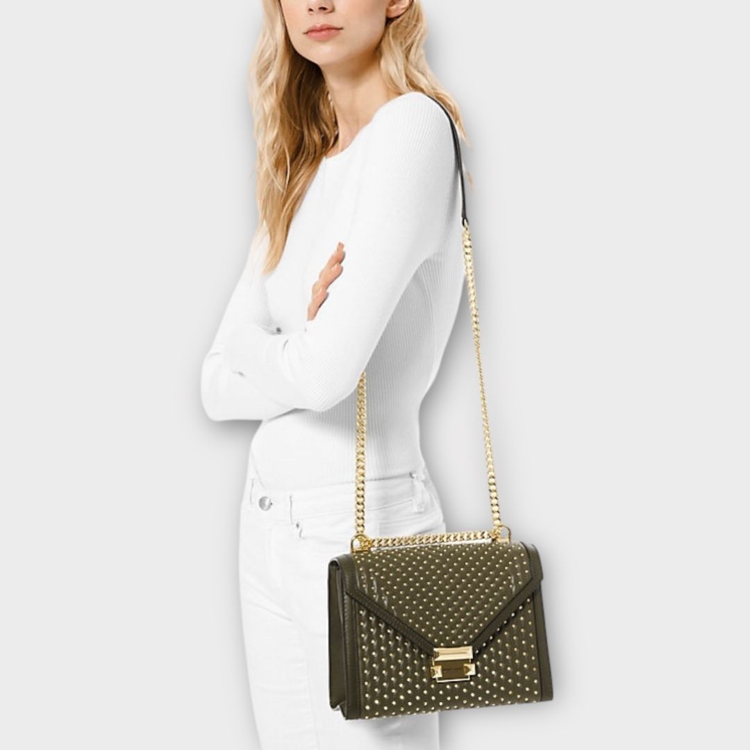 Michael Kors Whitney Large Studded Leather Shoulder Bag