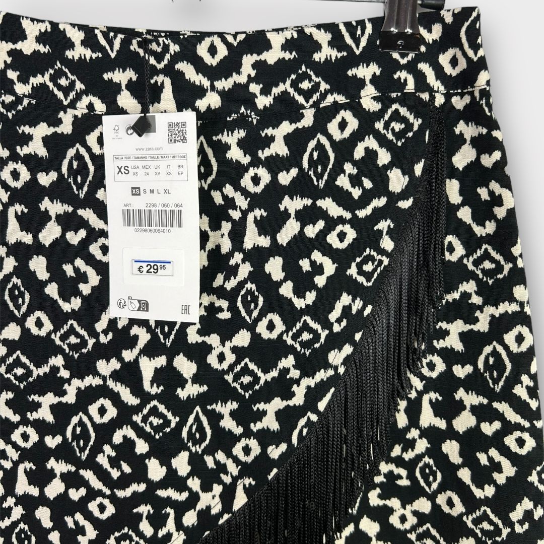 Zara Animal Print Fringe Mini Skirt - XS
