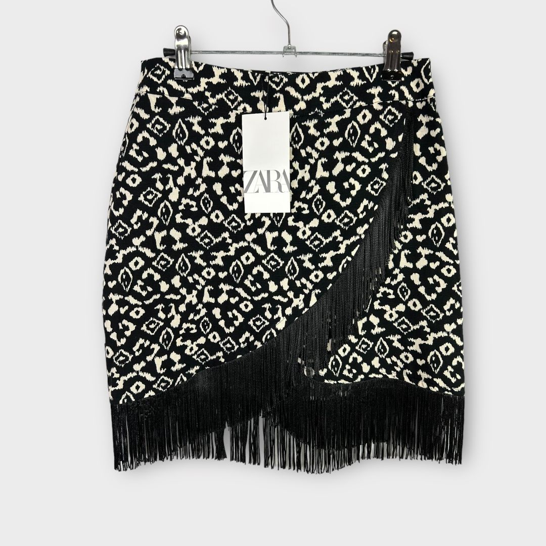 Zara Animal Print Fringe Mini Skirt - XS