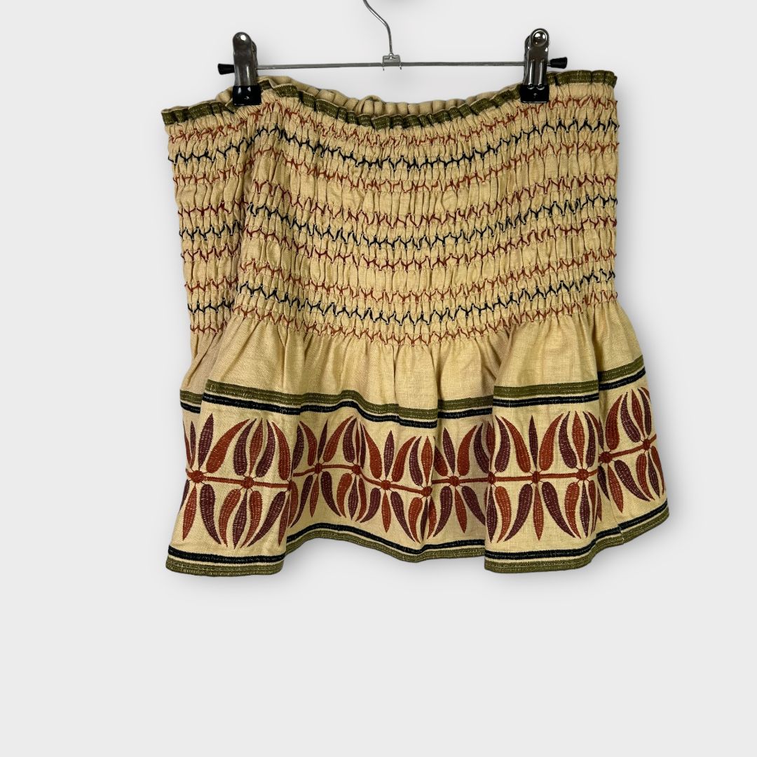 Zara Cotton Ruched Boho Mini Skirt - M