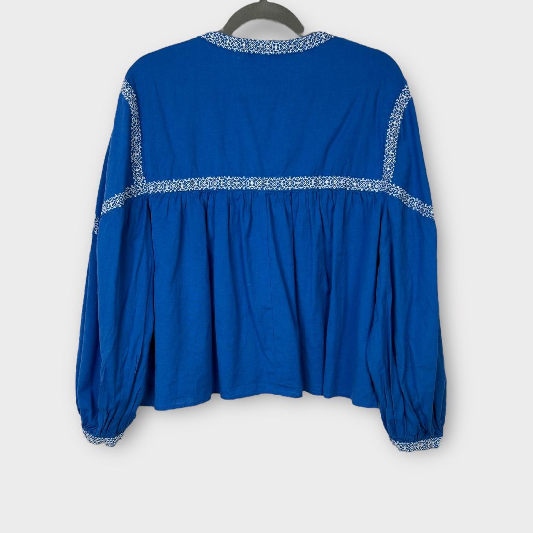 Zara Cotton/Linen Embroidered Top - S