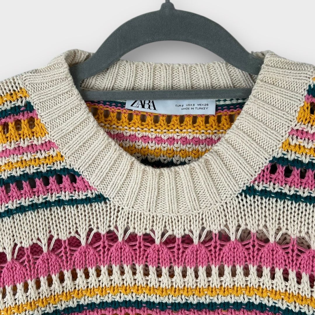 【sara】 Zara Crochet Knit Cotton Sweater - S – 2nd Ave Trading