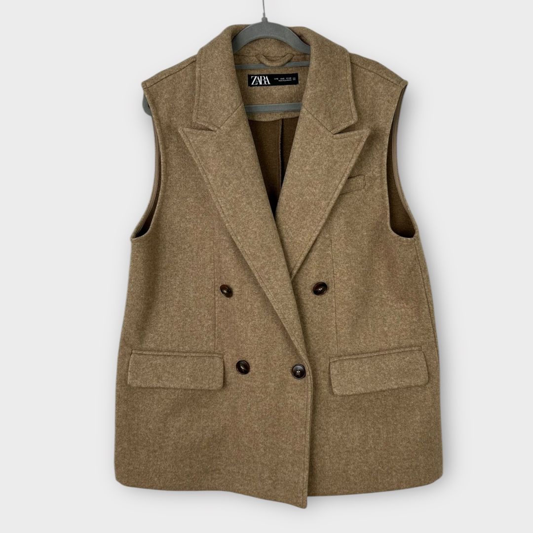 Zara Oversized Soft Double Breasted Vest - S