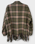 Zara Plaid Fringe Oversized Wool Blend Shacket - M