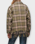 Zara Plaid Fringe Oversized Wool Blend Shacket - M