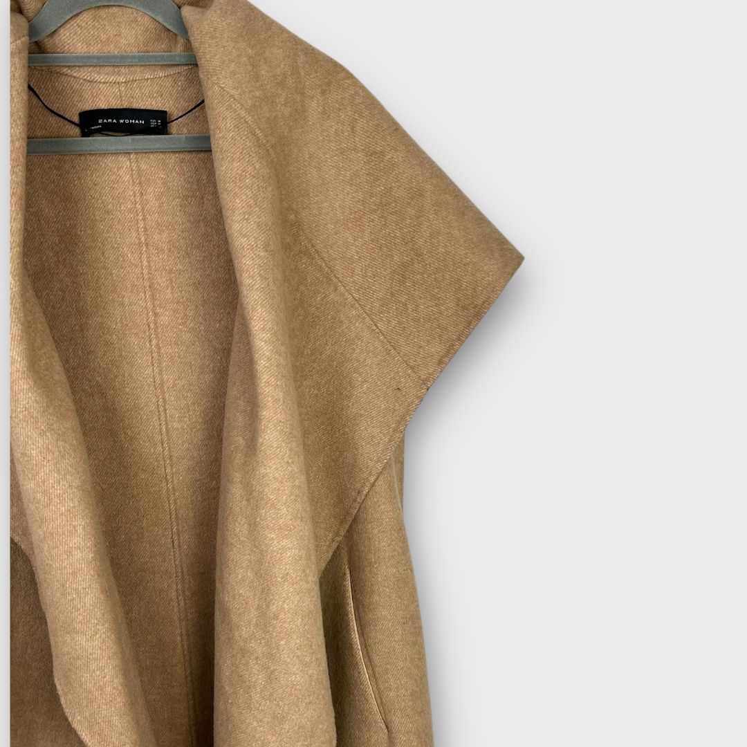 Zara Sleeveless Shawl Collar Wool Blend Coat - M