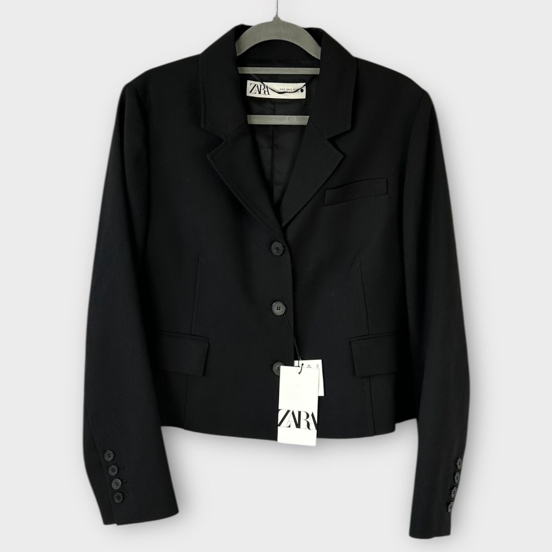 Zara Wool Blend Crop Blazer - 12 (L)